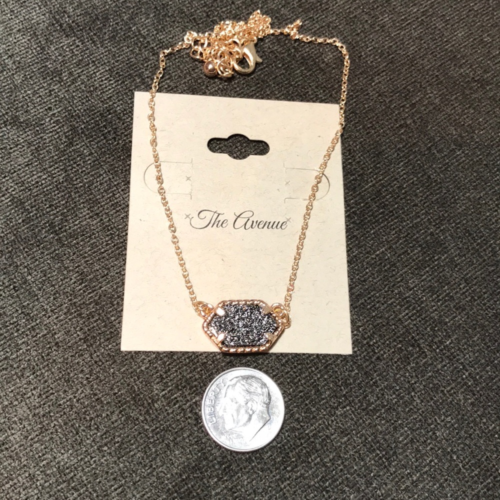 Light Black Druzy Quartz Necklace